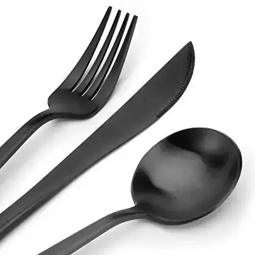 Bysta Silverware, 20 PC Stainless Steel Flatware Set - Matte Black