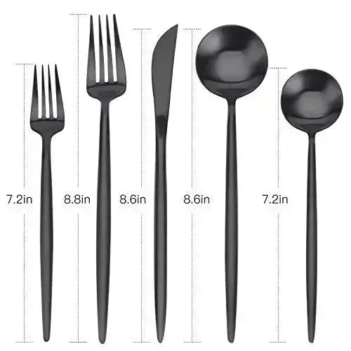 Bysta Silverware, 20 PC Stainless Steel Flatware Set - Matte Black