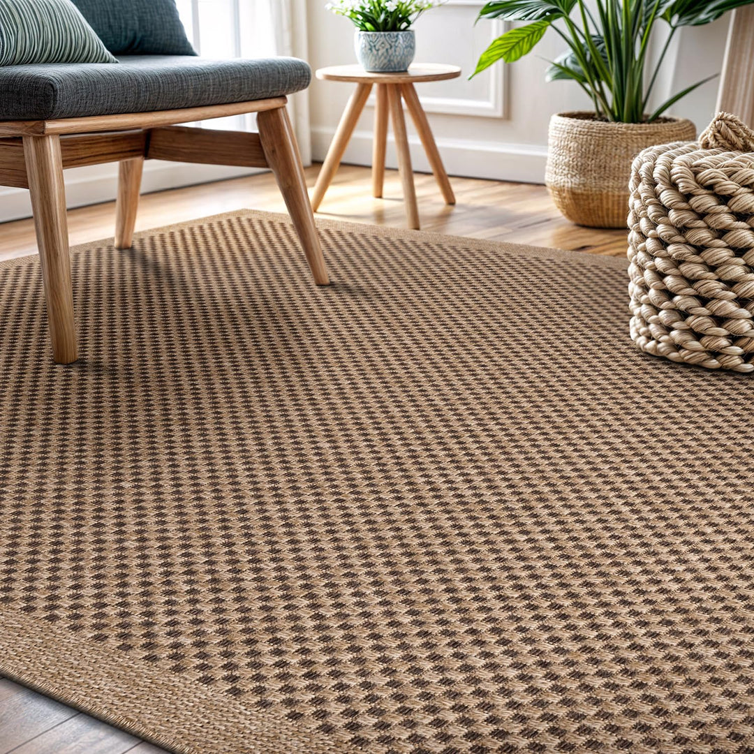 CAMILSON Easy Jute Rug 9x12, Indoor Outdoor Natural Color Fiber Area Rugs for Living Room Patio and Kitchen Rug, Sisal Boho Woven Design, Easy-Cleaning, Washable Outside Carpet Alfombras (9 x 12) 