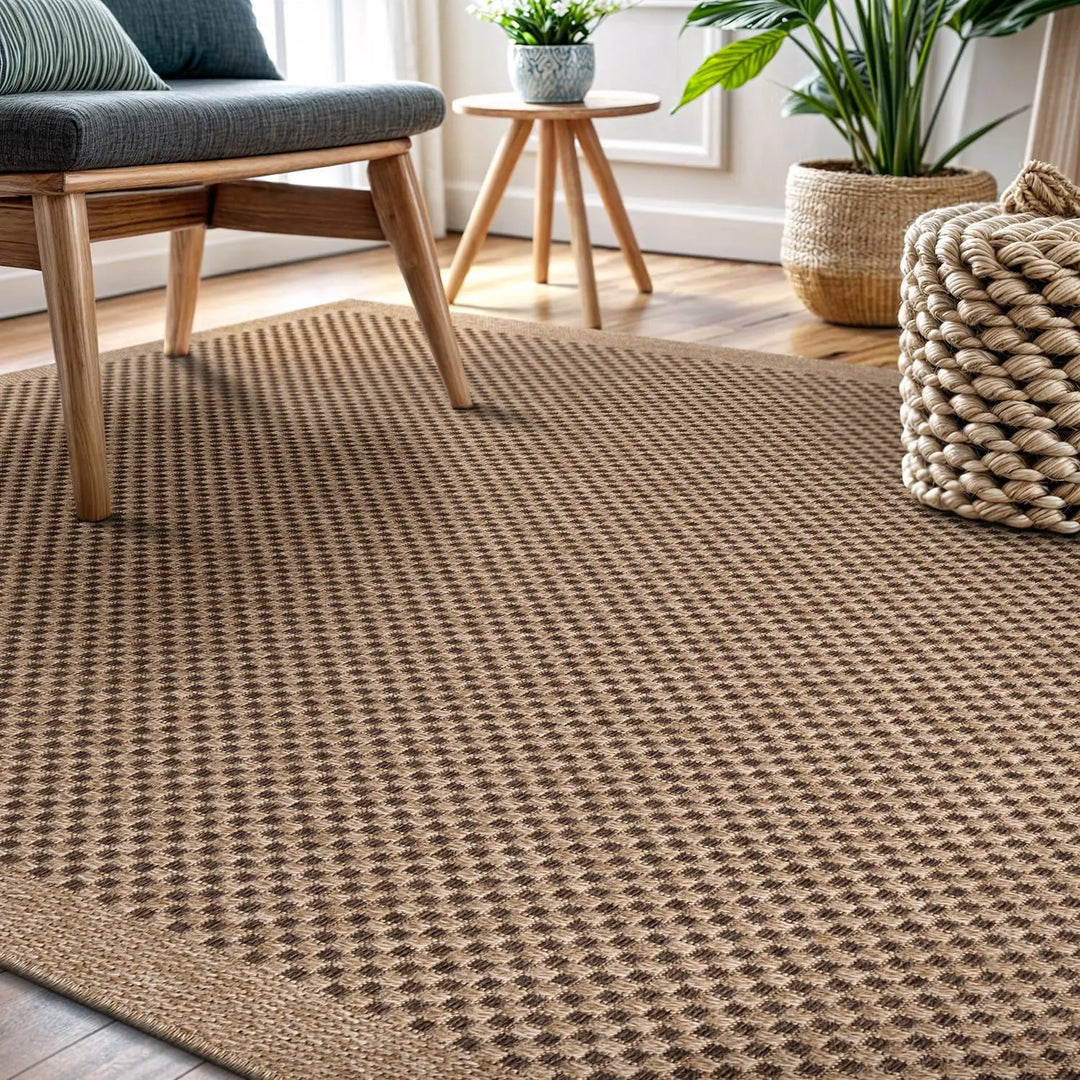 CAMILSON Easy Jute Rug 9x12, Indoor Outdoor Natural Color Fiber Area Rugs for Living Room Patio and Kitchen Rug, Sisal Boho Woven Design, Easy-Cleaning, Washable Outside Carpet Alfombras (9 x 12) 