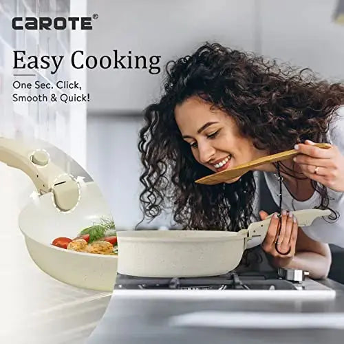 CAROTE Cookware Set, Nonstick, Induction, Detachable Handles - White –  Môdern Space Gallery