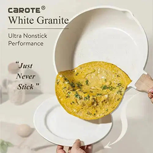 CAROTE Pots and Pans Set | Nonstick 10 PC Cookware Set - White CAROTE