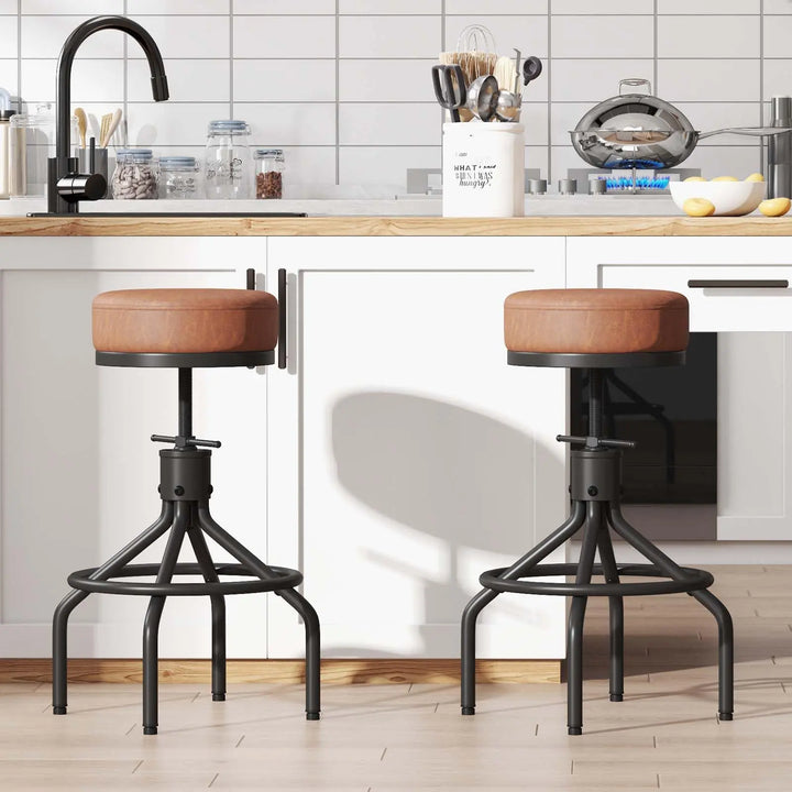 Industrial Bar Stools Set of 3 Adjustable Swivel Barstools Modern 28inch 