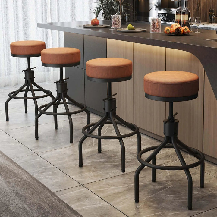 Industrial Bar Stools Set of 3 Adjustable Swivel Barstools Modern 28inch 
