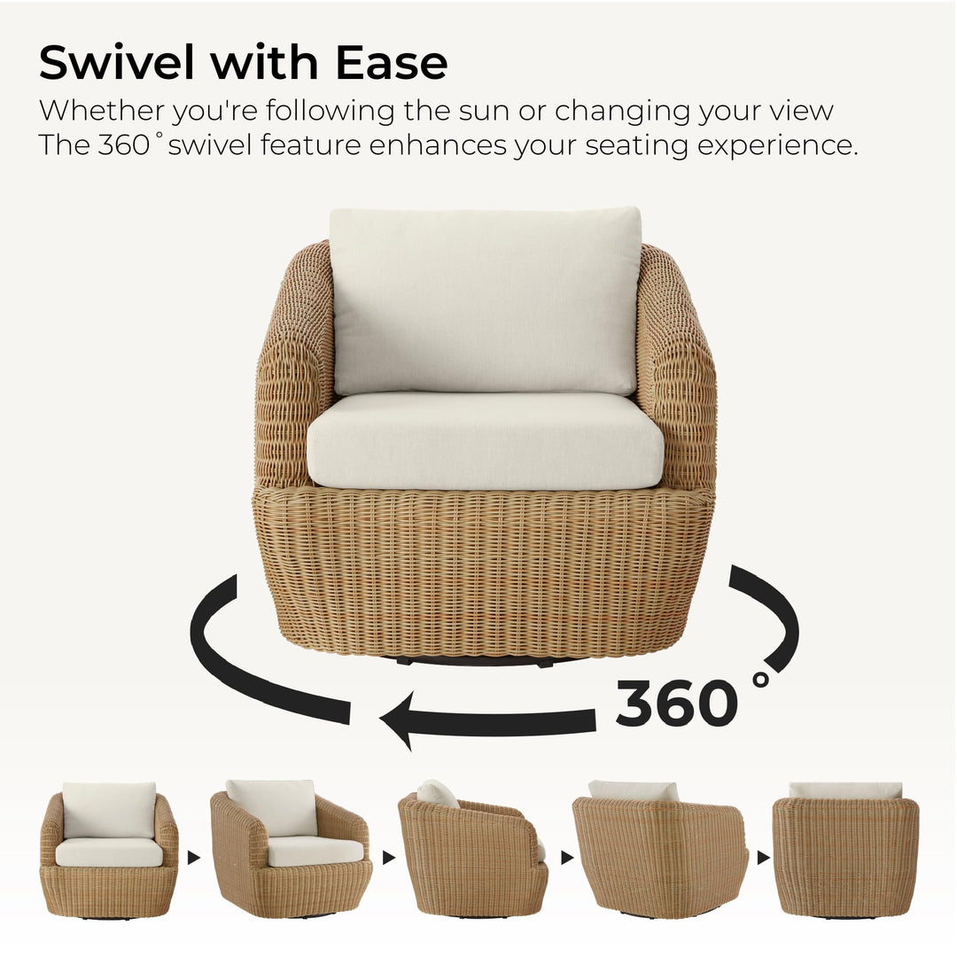 CHITA 5-Pieces Outdoor Wicker Furniture Set, Patio Conversation Set, Brown 