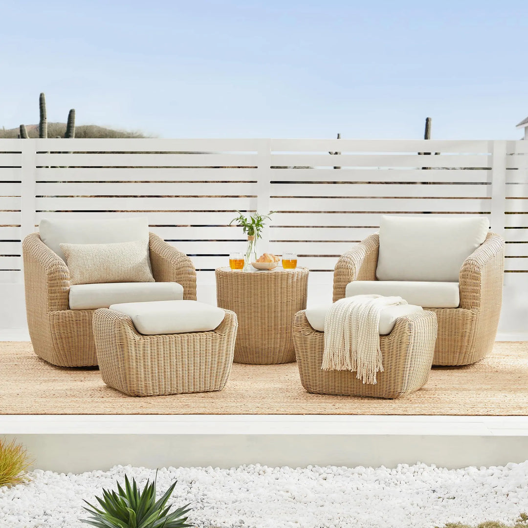 CHITA 5-Pieces Outdoor Wicker Furniture Set, Patio Conversation Set, Brown 