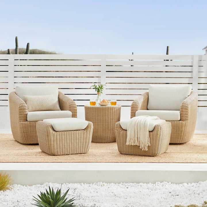 CHITA 5-Pieces Outdoor Wicker Furniture Set, Patio Conversation Set, Brown 