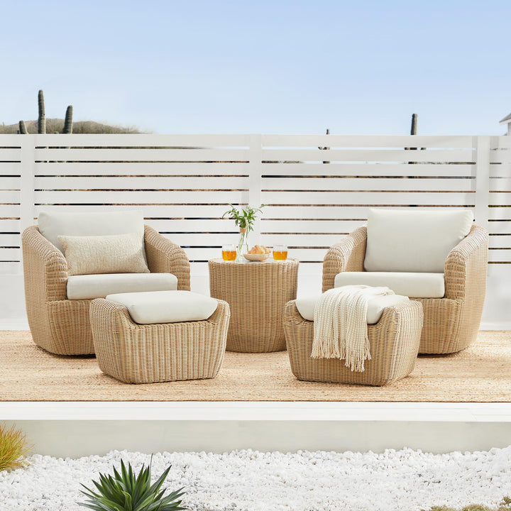 CHITA 5-Pieces Outdoor Wicker Furniture Set, Patio Conversation Set, Brown 