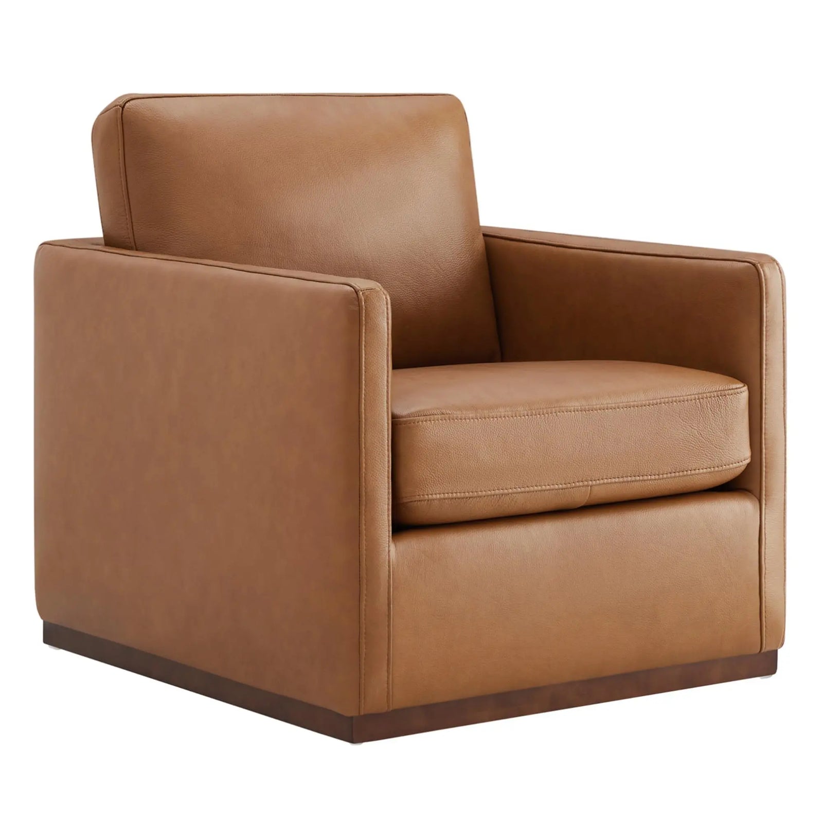 CHITA Genuine Leather Swivel Accent Chair, FSC Certified, Modern Arm Chair - Saddle 