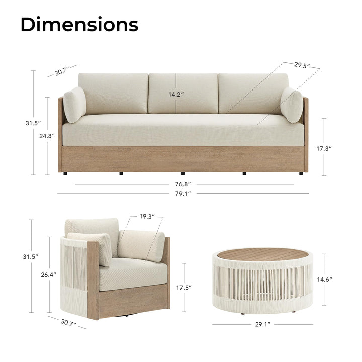 CHITA Outdoor Furniture Set 4 Piece, 5-Seats Patio Conversation Set 