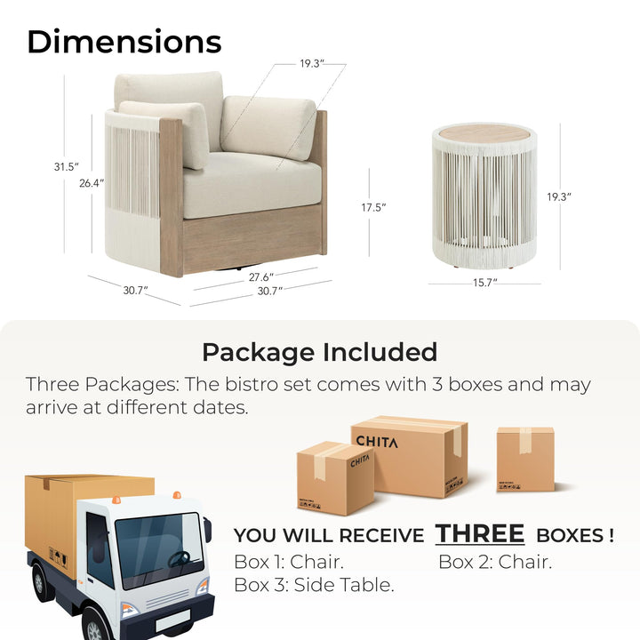 CHITA Outdoor Furniture Set 4 Piece, 5-Seats Patio Conversation Set 