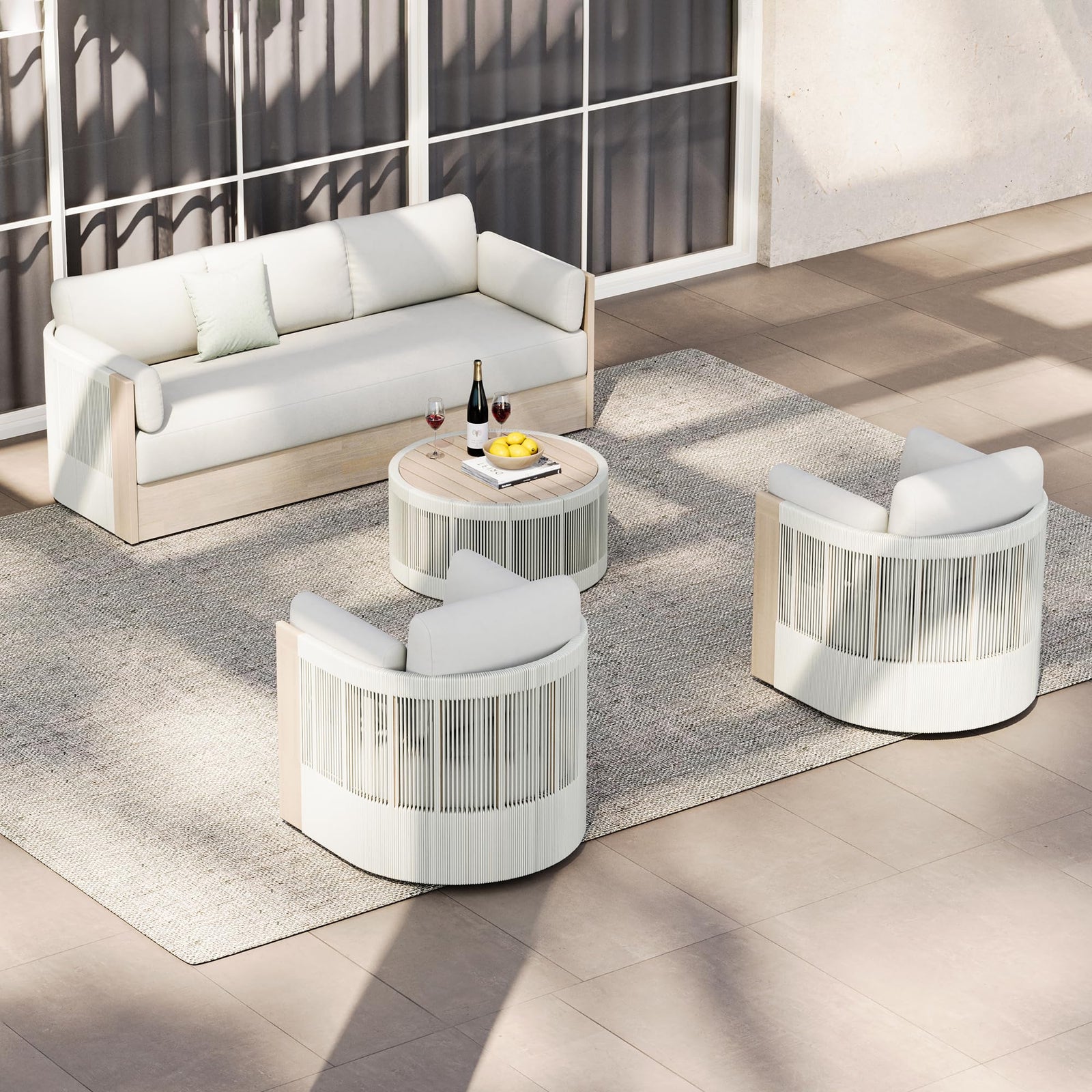 CHITA Outdoor Furniture Set 4 Piece, 5-Seats Patio Conversation Set 
