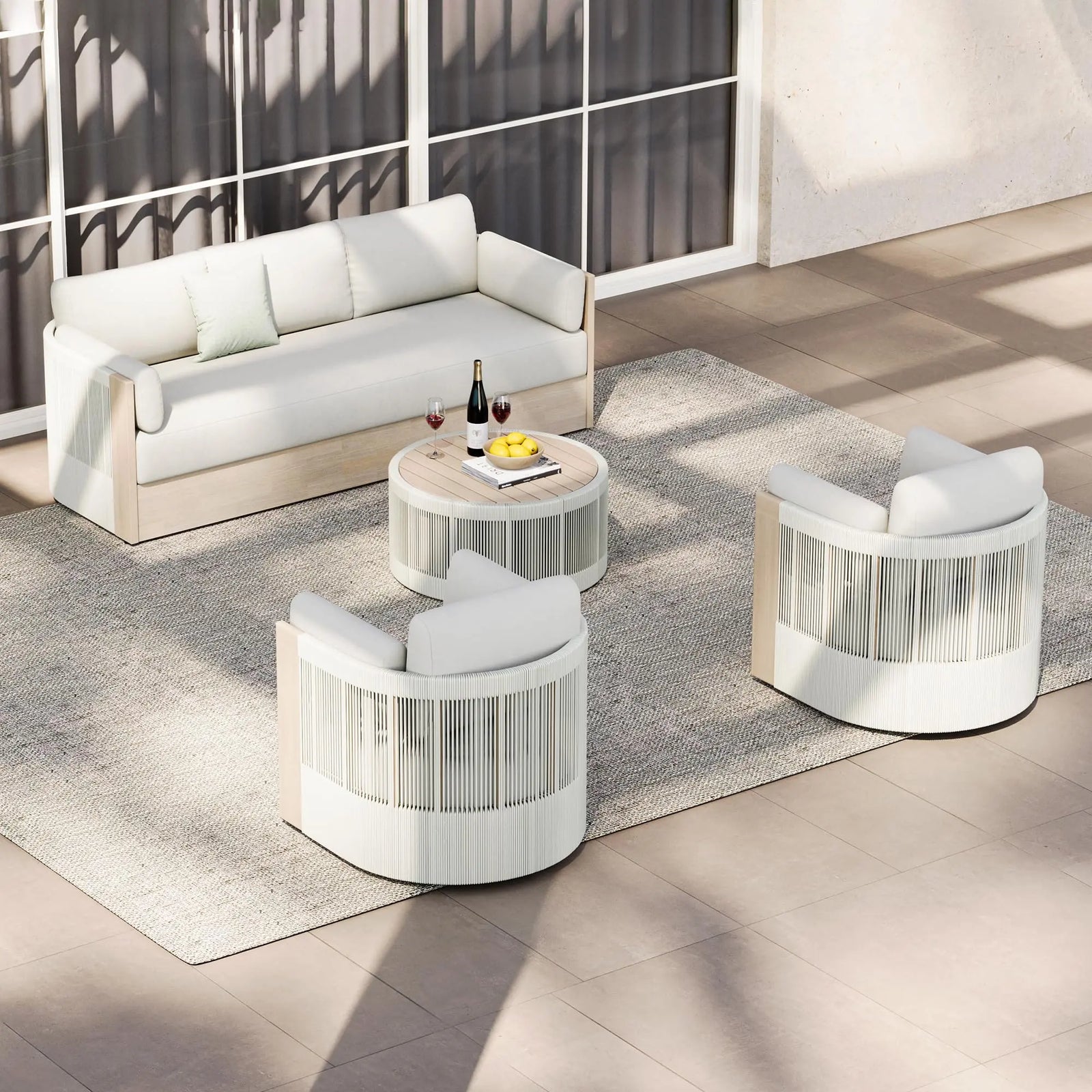 CHITA Outdoor Furniture Set 4 Piece, 5-Seats Patio Conversation Set 