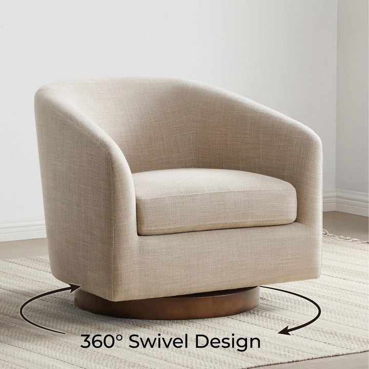 CHITA Swivel Accent Chair Set of 2, Wood Frame, Fully Assembled, Flax Beige