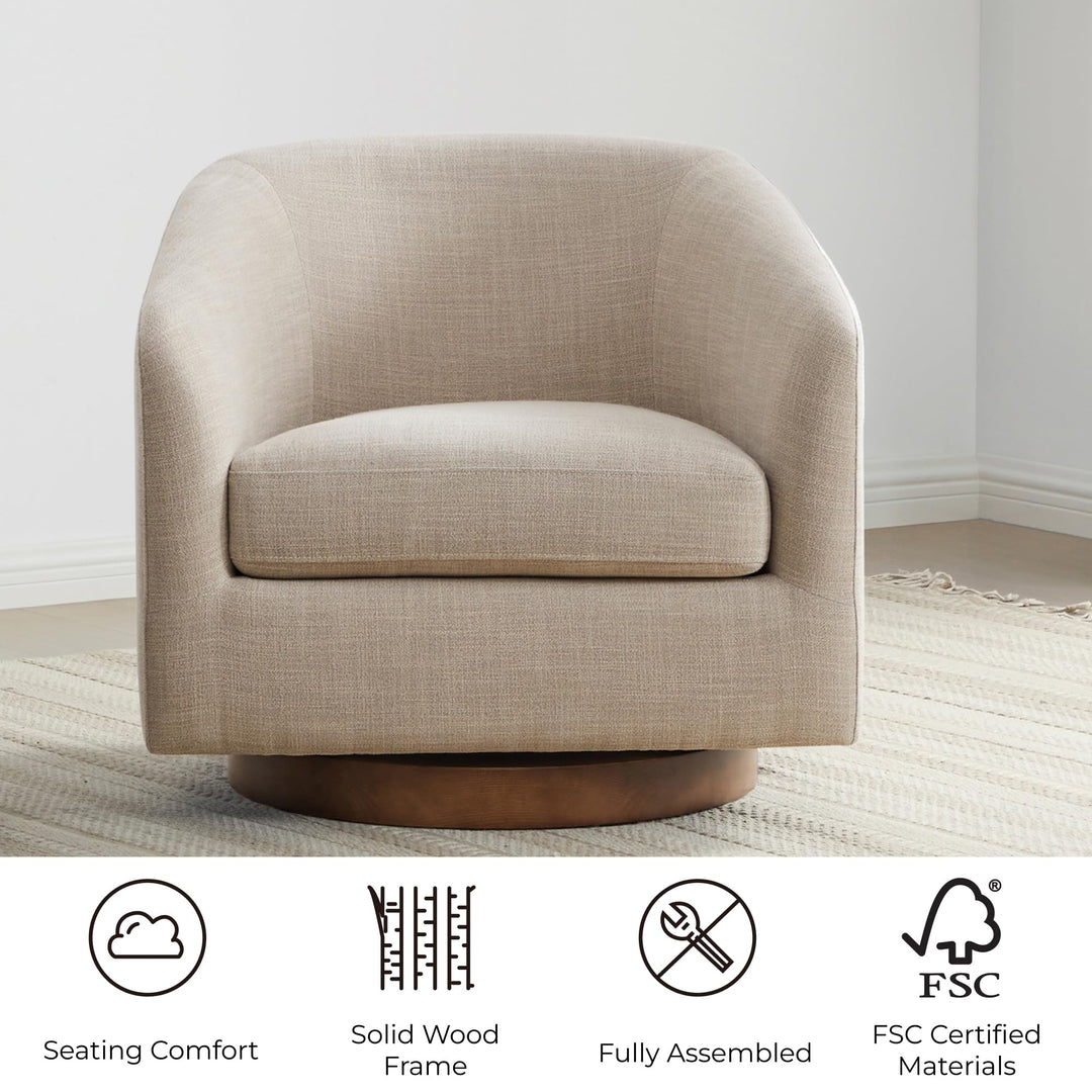 CHITA Swivel Accent Chair Set of 2, Wood Frame, Fully Assembled, Flax Beige 
