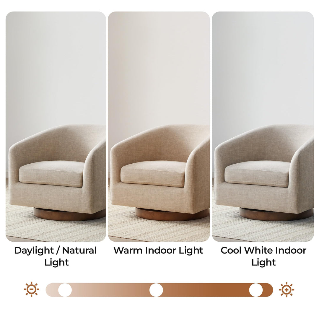 CHITA Swivel Accent Chair Set of 2, Wood Frame, Fully Assembled, Flax Beige 
