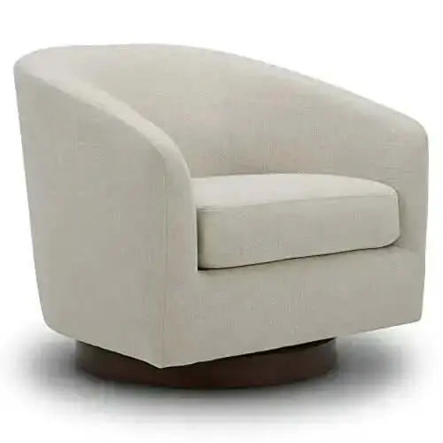 CHITA Swivel Accent Chair | Fabric Round Barrel Armchair - Linen CHITA