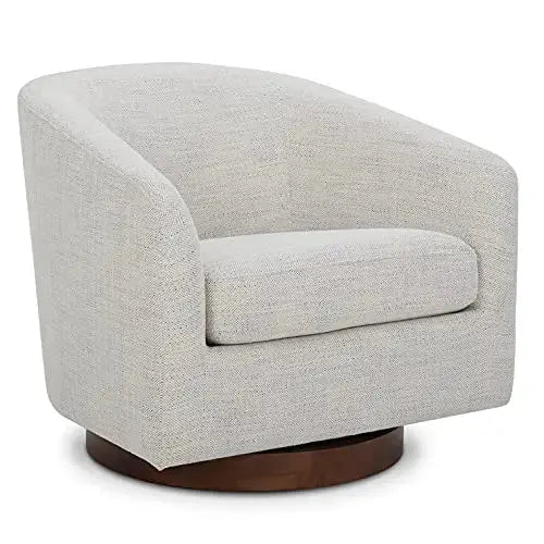 CHITA Swivel Accent Chair | Round Barrel Fabric Arm Chair  - Ivory