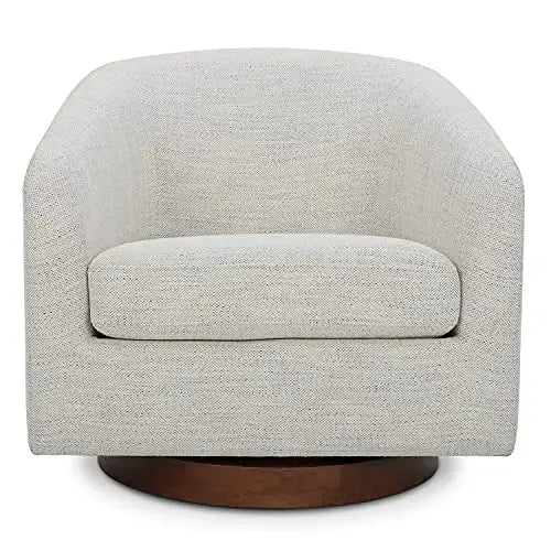 CHITA Swivel Accent Chair | Round Barrel Fabric Arm Chair  - Ivory