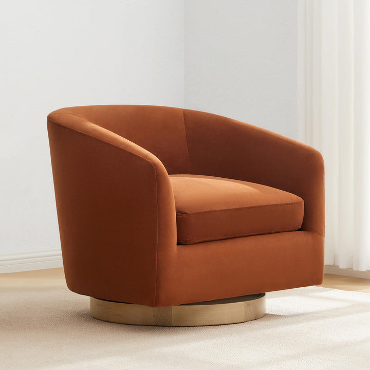 CHITA Swivel Accent Chair, FSC Wood Frame, Fully Assembled, Burnt Orange 
