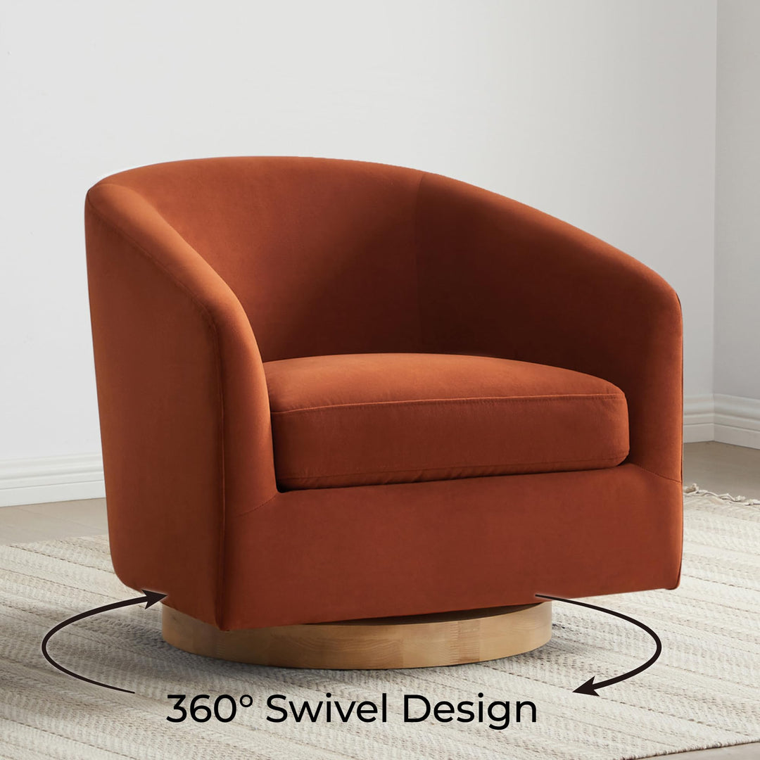 CHITA Swivel Accent Chair, FSC Wood Frame, Fully Assembled, Burnt Orange 