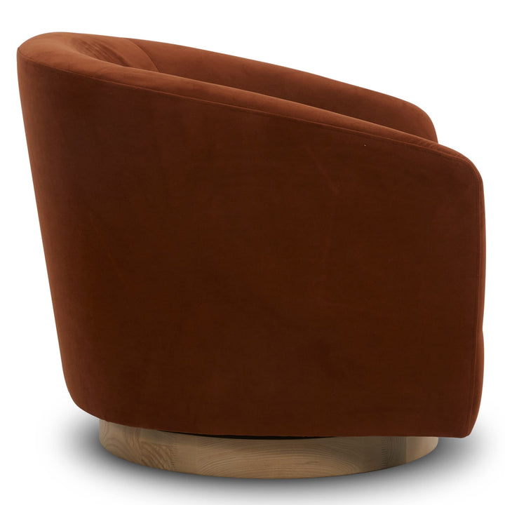 CHITA Swivel Accent Chair, FSC Wood Frame, Fully Assembled, Burnt Orange 