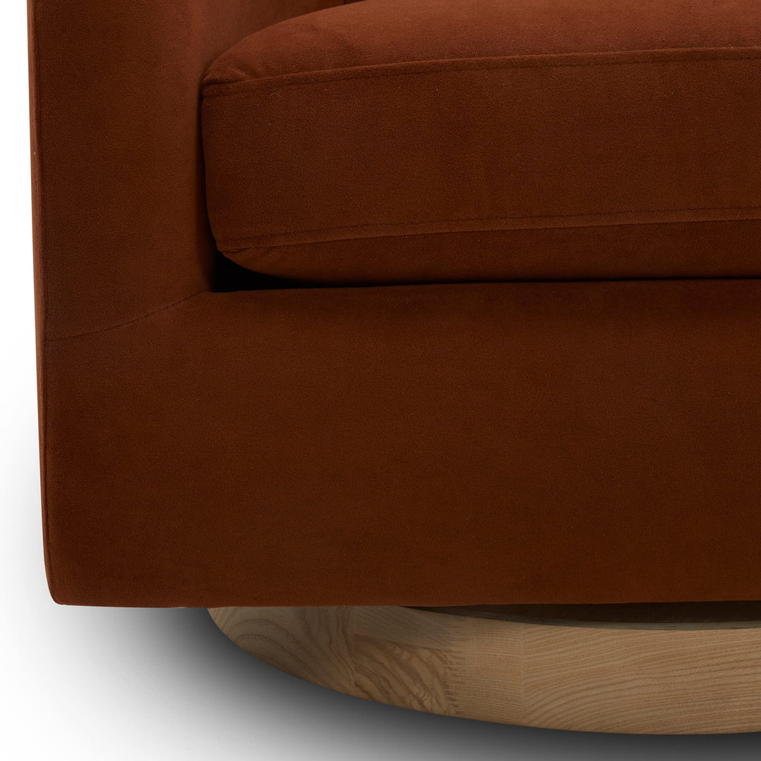 CHITA Swivel Accent Chair, FSC Wood Frame, Fully Assembled, Burnt Orange 