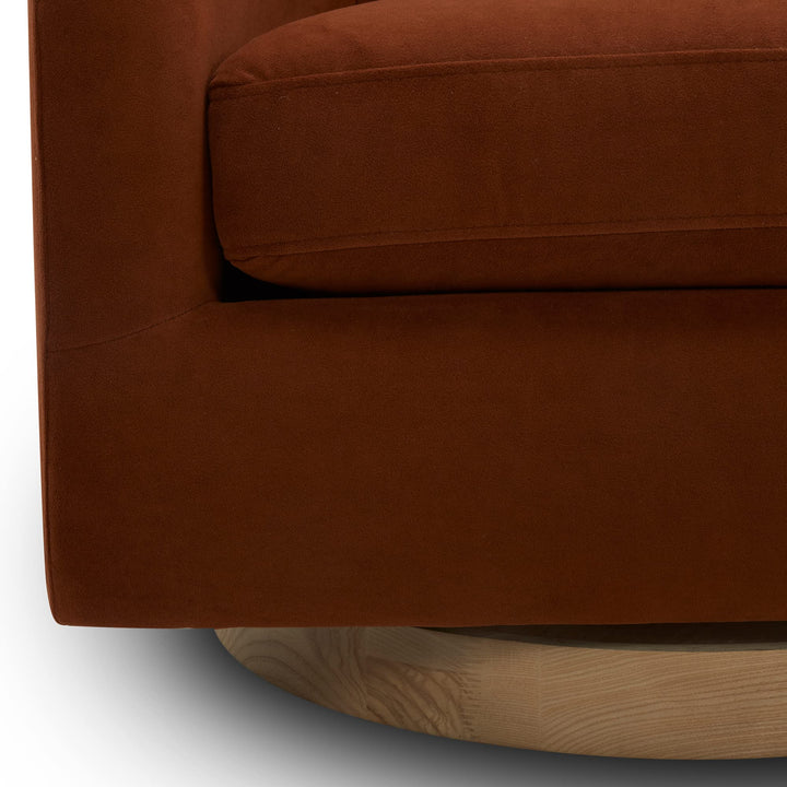 CHITA Swivel Accent Chair, FSC Wood Frame, Fully Assembled, Burnt Orange 