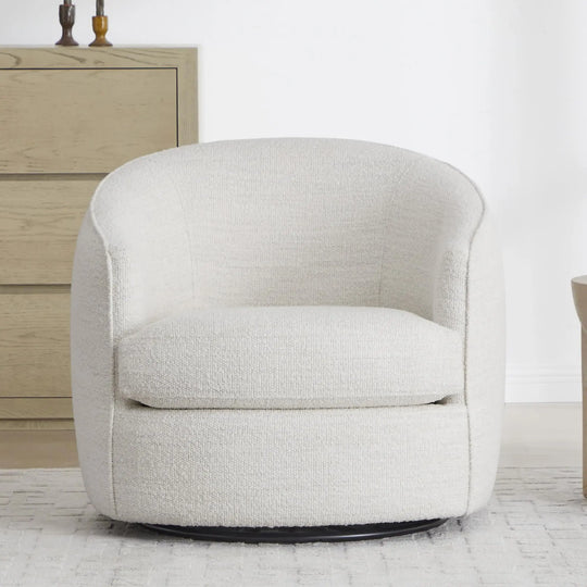 CHITA Swivel Barrel Chair, Modern Comfy Boucle Accent Chair - Cream