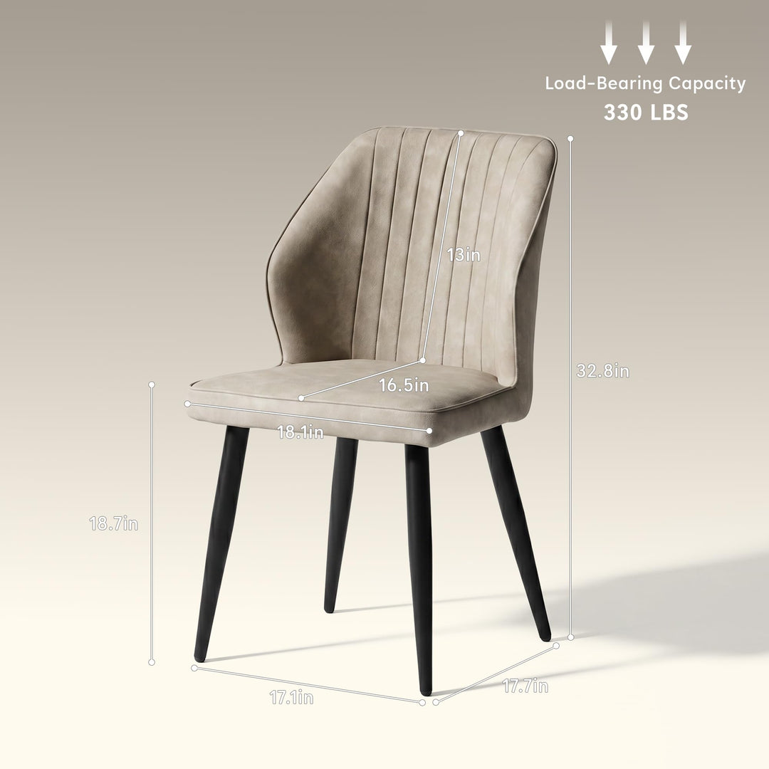 CLIPOP Faux Leather Dining Chairs Set of 6, Leather Dining Chairs, Mid-Century Modern Dining Room Chairs, Upholstered Kitchen Chairs with Metal Legs, Leisure Chair for Guest Reception Room - Beige 