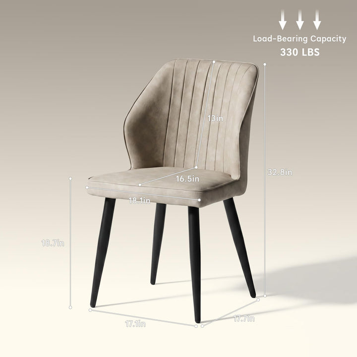CLIPOP Faux Leather Dining Chairs Set of 6, Leather Dining Chairs, Mid-Century Modern Dining Room Chairs, Upholstered Kitchen Chairs with Metal Legs, Leisure Chair for Guest Reception Room - Beige 