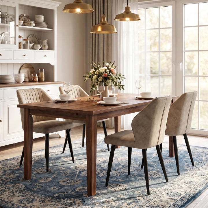 CLIPOP Faux Leather Dining Chairs Set of 6, Leather Dining Chairs, Mid-Century Modern Dining Room Chairs, Upholstered Kitchen Chairs with Metal Legs, Leisure Chair for Guest Reception Room - Beige 