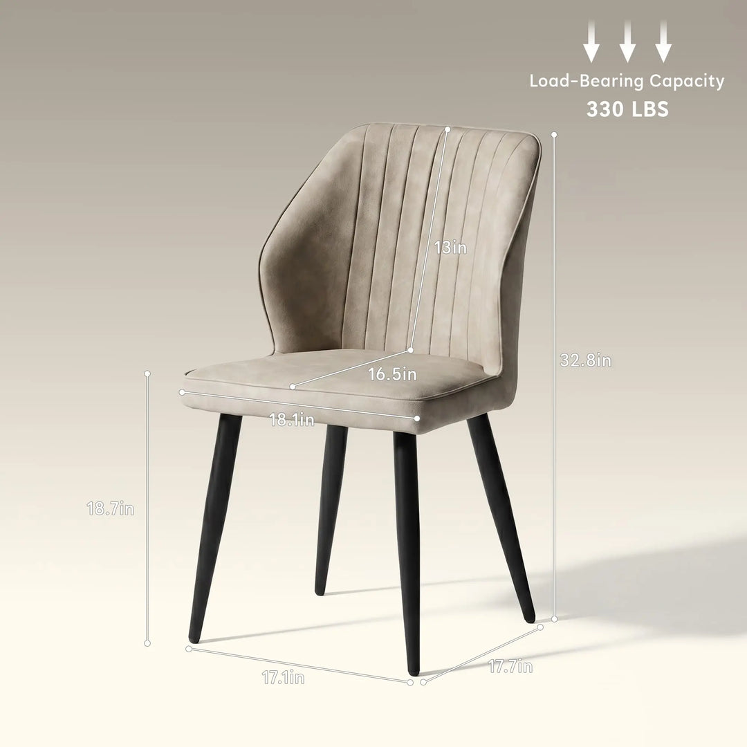CLIPOP Faux Leather Dining Chairs Set of 6, Leather Dining Chairs, Mid-Century Modern Dining Room Chairs, Upholstered Kitchen Chairs with Metal Legs, Leisure Chair for Guest Reception Room - Beige 