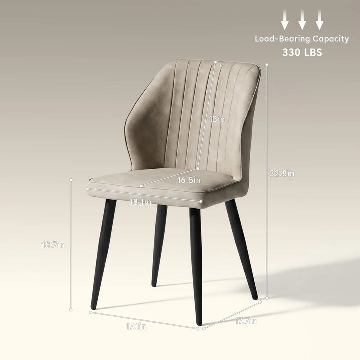 CLIPOP Faux Leather Dining Chairs Set of 6, Leather Dining Chairs, Mid-Century Modern Dining Room Chairs, Upholstered Kitchen Chairs with Metal Legs, Leisure Chair for Guest Reception Room - Beige 