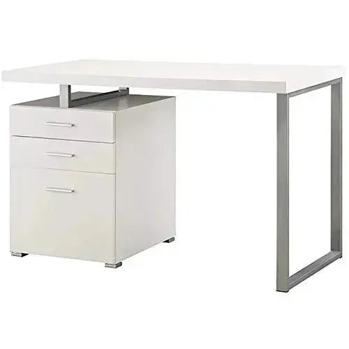 COASTER Brennan Office Desk, 3-Drawer Reversible Setup - White Coaster Home Furnishings