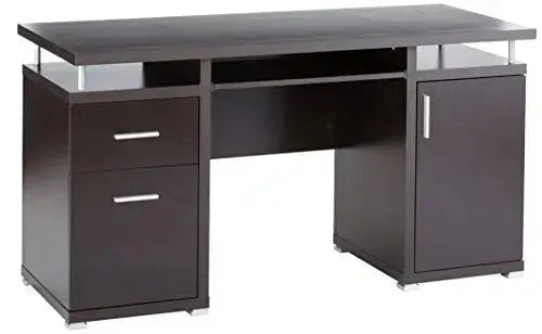 COASTER Computer Desk with 2 Drawers and Cabinet - Cappuccino Coaster Home Furnishings