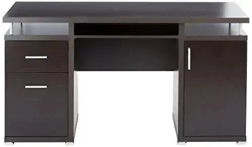 COASTER Computer Desk with 2 Drawers and Cabinet - Cappuccino Coaster Home Furnishings