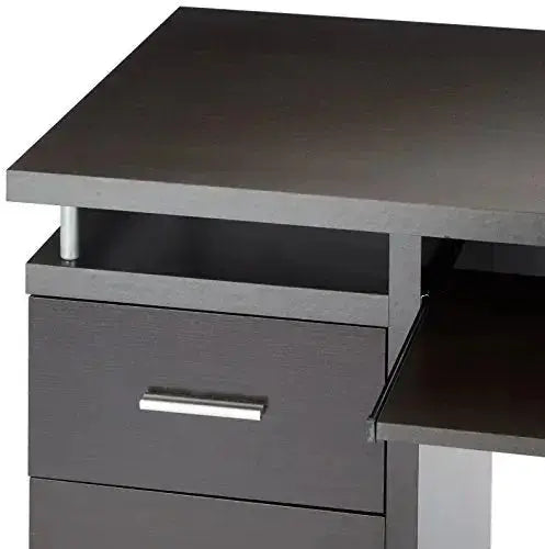 COASTER Computer Desk with 2 Drawers and Cabinet - Cappuccino Coaster Home Furnishings