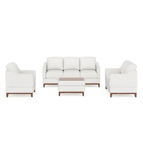 COLAMY Sectional Sofa Set with Coffee Table, Loveseat Sofa and Armchair - Beige 
