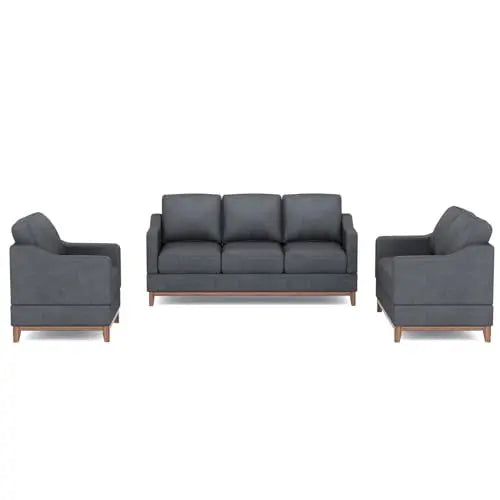 COLAMY Sectional Sofa Set, Loveseat Sofa and Armchair - Dark Gray 