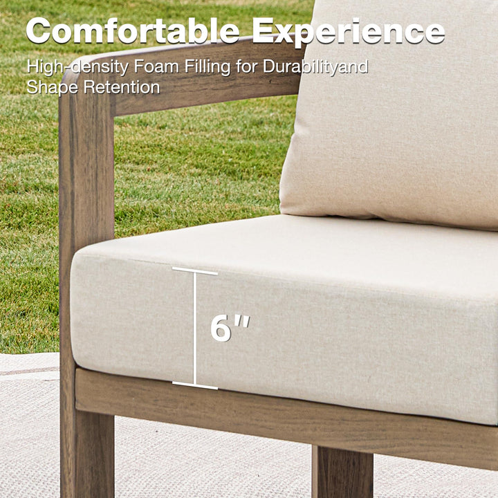 COMLAX FIELD 5 Pieces Patio Furniture Set with 6" Thick Cushions,Beige 