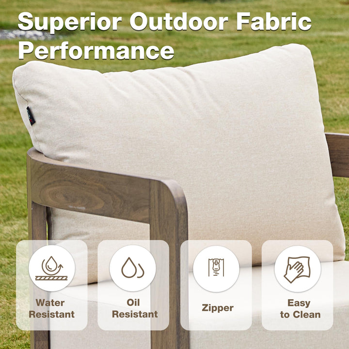 COMLAX FIELD 5 Pieces Patio Furniture Set with 6" Thick Cushions,Beige 