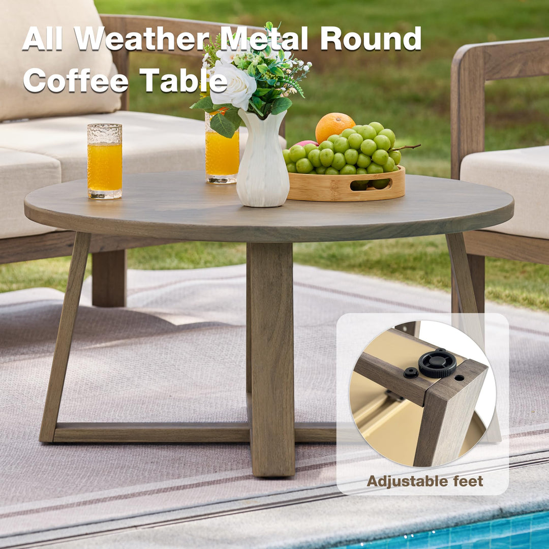 COMLAX FIELD 5 Pieces Patio Furniture Set with 6" Thick Cushions,Beige 