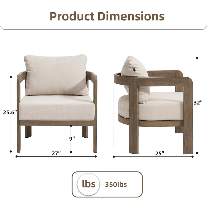 COMLAX FIELD Metal Outdoor Patio Chairs Set of 2 with 6 Inch Cushions,Beige 