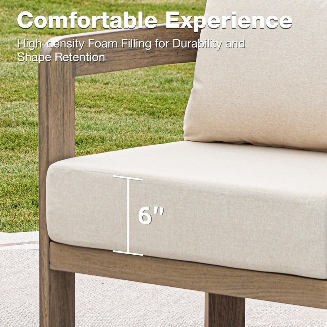 COMLAX FIELD Metal Outdoor Patio Chairs Set of 2 with 6 Inch Cushions,Beige 