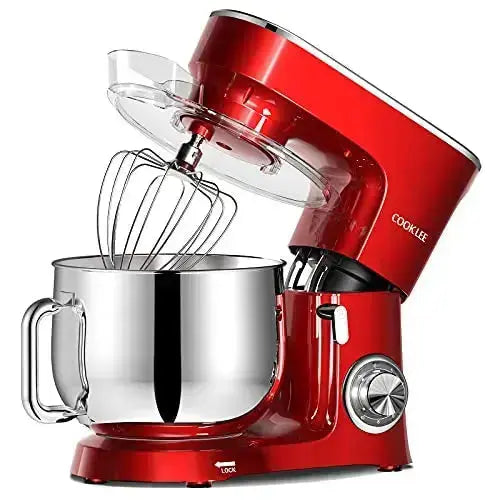 COOKLEE Stand Mixer, 9.5 QT, 10-Speed Stand Mixer - Ruby Red