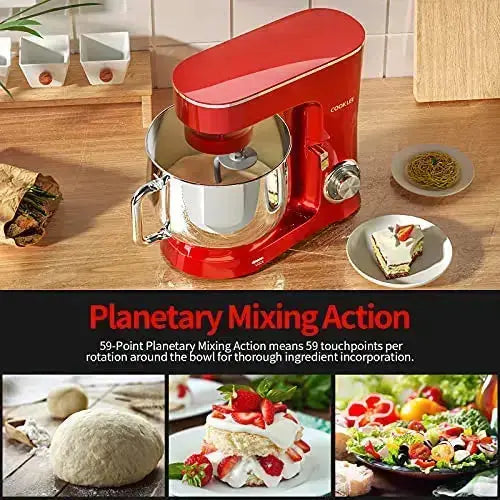 COOKLEE Stand Mixer, 9.5 QT, 10-Speed Stand Mixer - Ruby Red