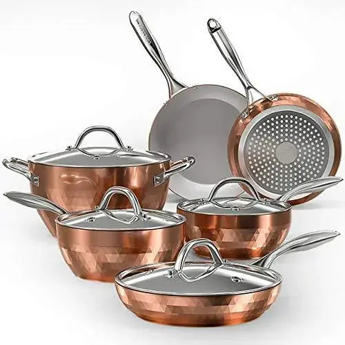 COOKSMARK 10-Piece Nonstick Ceramic Cookware Set - Copper