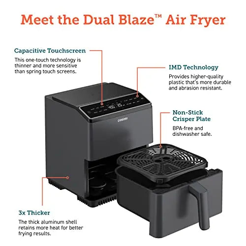 COSORI 12-in-1 Air Fryer, 6.8-Quart, with Dual Blaze Technology Works with Alexa & Google - Dark Grey COSORI