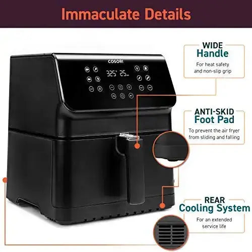 COSORI 12-in-1 Large XL 5.8 QT Air Fryer Oven with Upgrade Customizable 10 Presets, +100 Recipes - Black